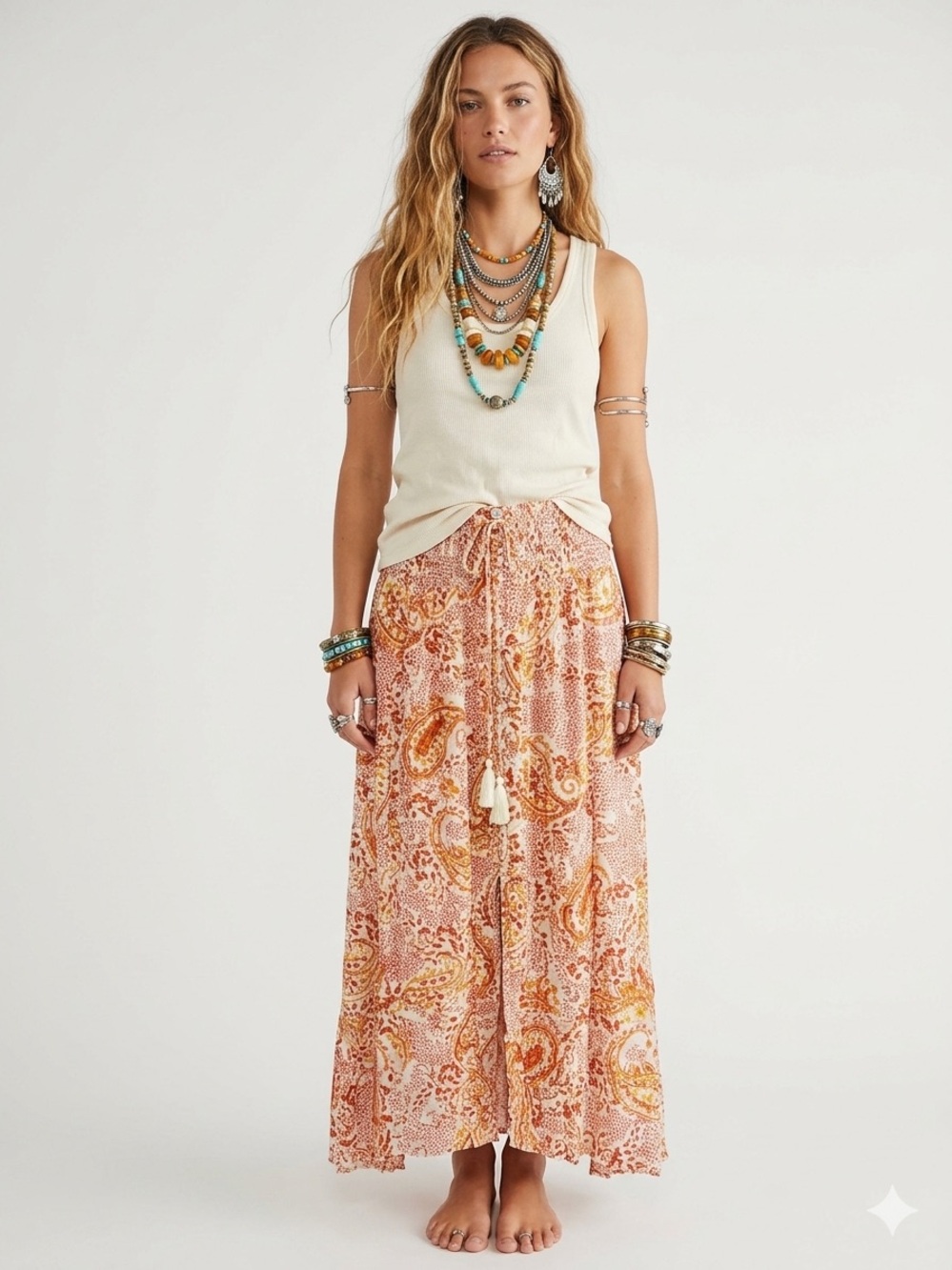 Cynthia Rowley Bohemian Paisley Maxi Skirt